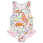 Girls Pink Flower Swimsuit, 1, hi-res