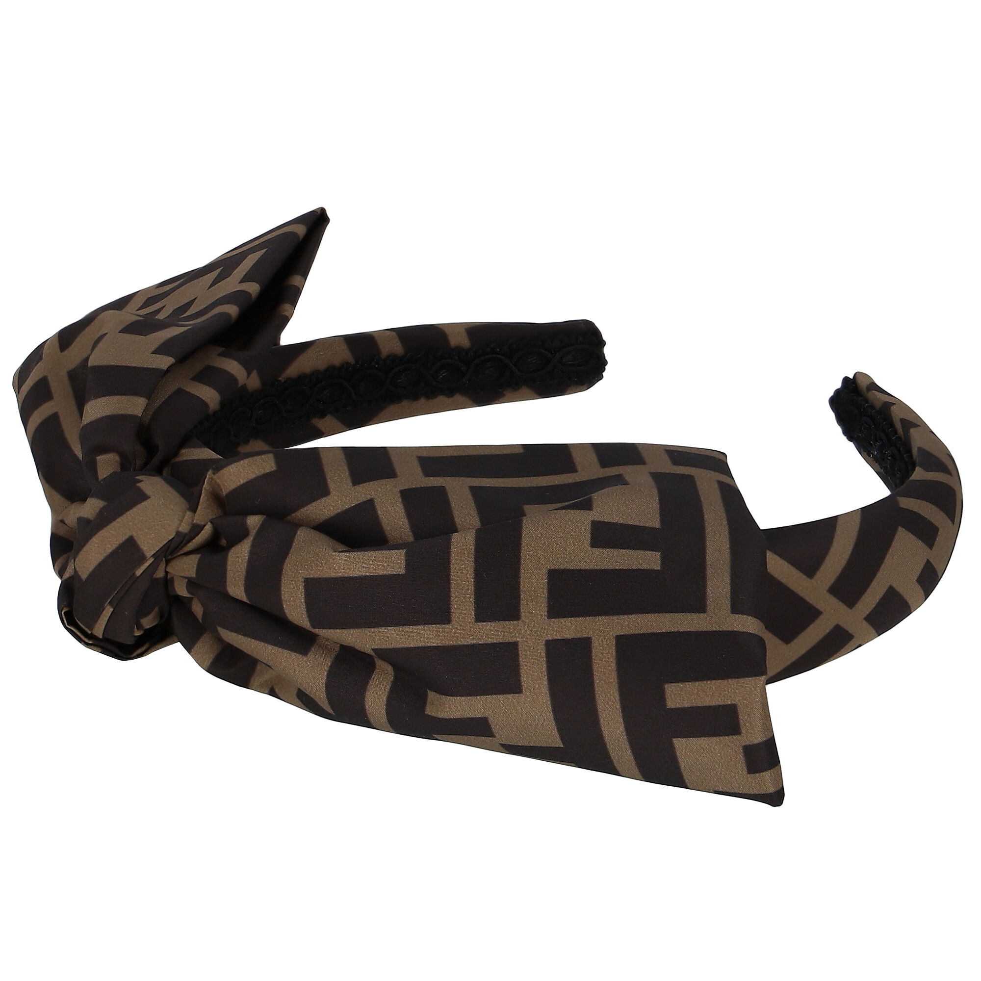Fendi Girls Beige FF Bow Headband Junior Couture USA