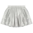 Girls Metallic Silver Bow Skirt Set, 1, hi-res
