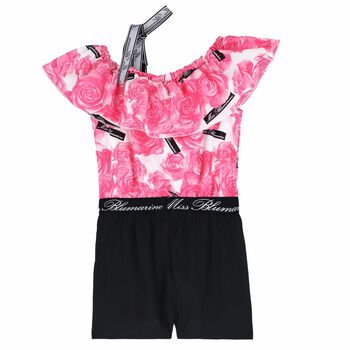 Girls Pink & Black Playsuit