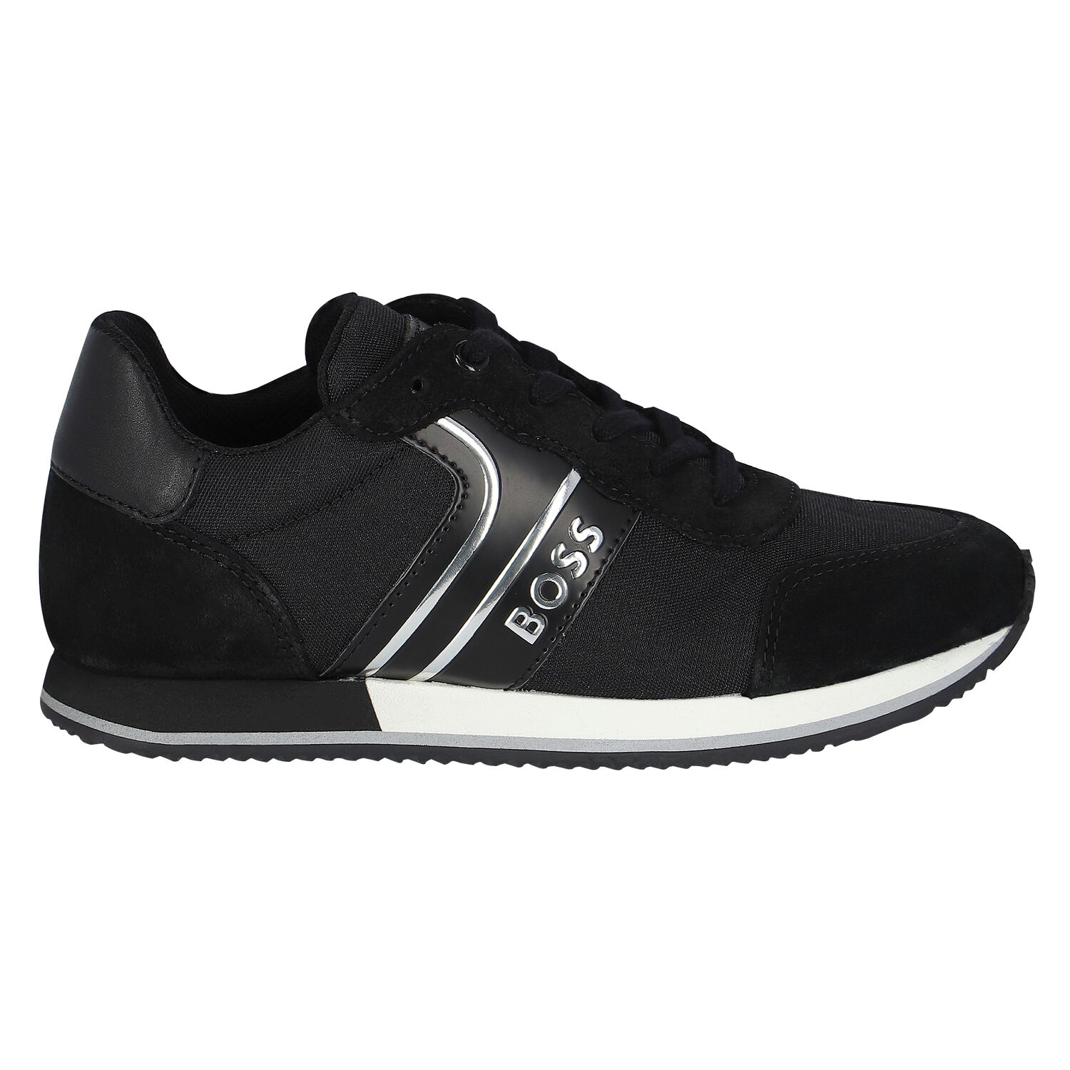 Boys Black & White Logo Trainers, 1, hi-res image number null