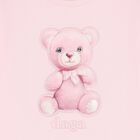 Girls Pink Teddy Bear Logo Long Sleeve Top, 1, hi-res