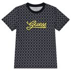 تيشيرت أولاد بالشعار باللون الكحلي, 1, hi-res