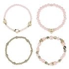 Girls Pink & Gold Beaded Bracelets (4 Pack), 1, hi-res