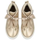 Girls Gold Bow Trainers, 1, hi-res