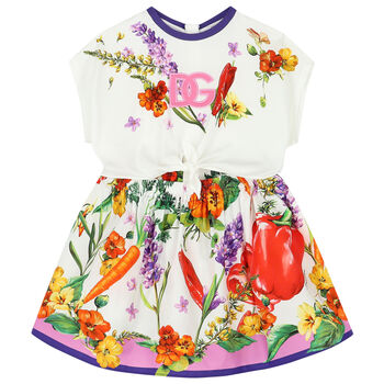 Girls White Farmer Dress