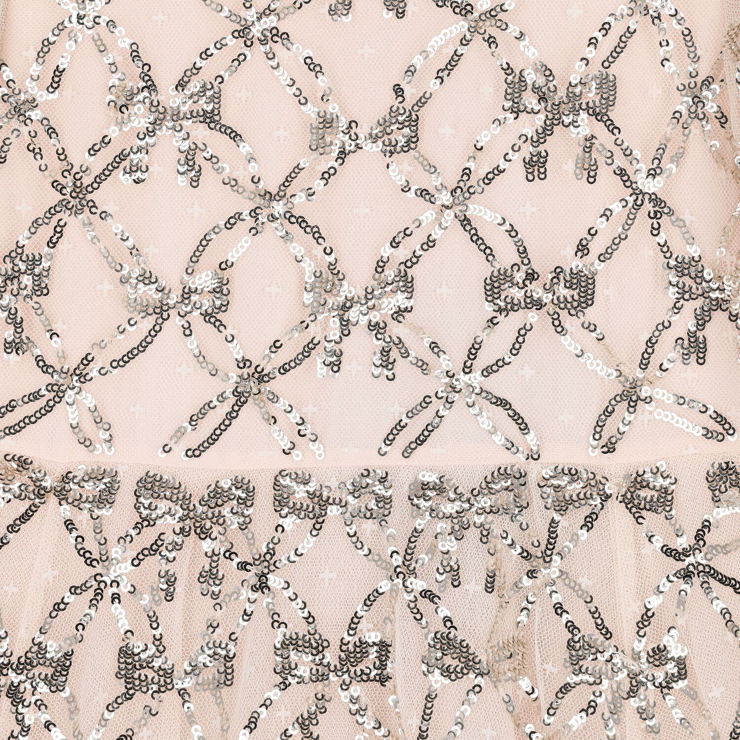 Girls Pink Bow Lattice Sequin Tulle Dress, 2, hi-res