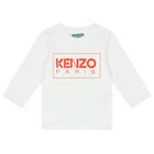 Younger Boys White Long Sleeve Top, 1, hi-res