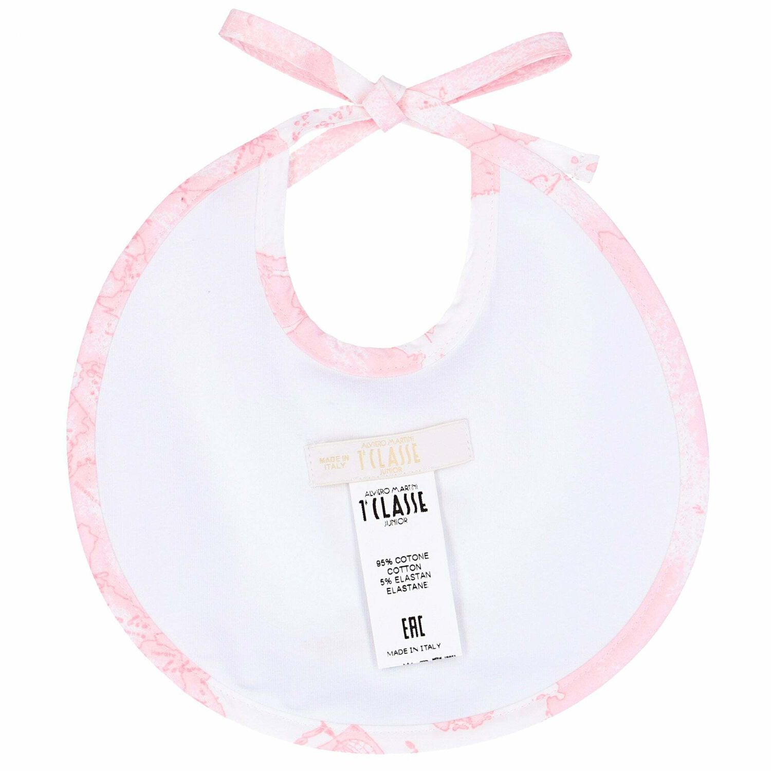 Baby Girls White & Pink Geo Map Bib, 1, hi-res image number null