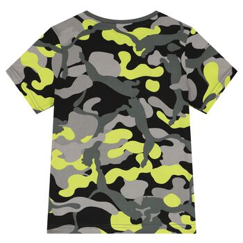 Boys Black, Grey & Green Camouflage Logo T-Shirt