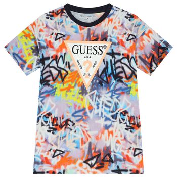 Guess Grafitti Patterned Logo T-Shirt, 1 Grafitti Patterned Logo T-Shirt