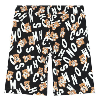 Boys Black Teddy Bear Logo Shorts