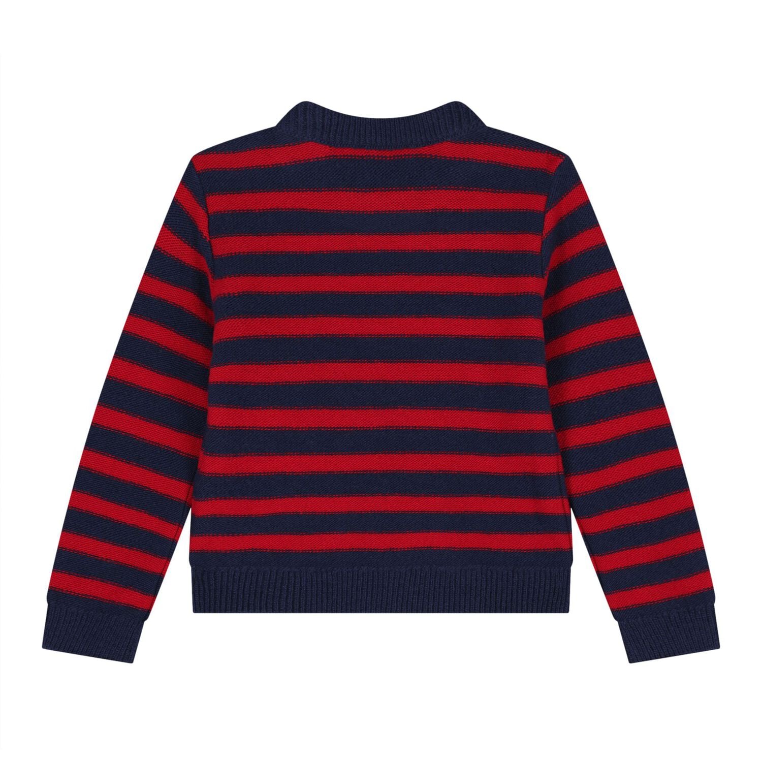 Baby Boys Navy Blue & Red Logo Striped Jumper, 1, hi-res