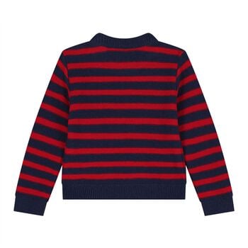 Baby Boys Navy Blue & Red Logo Striped Jumper