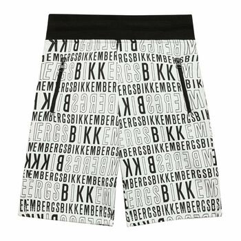 Boys White & Black Logo Shorts