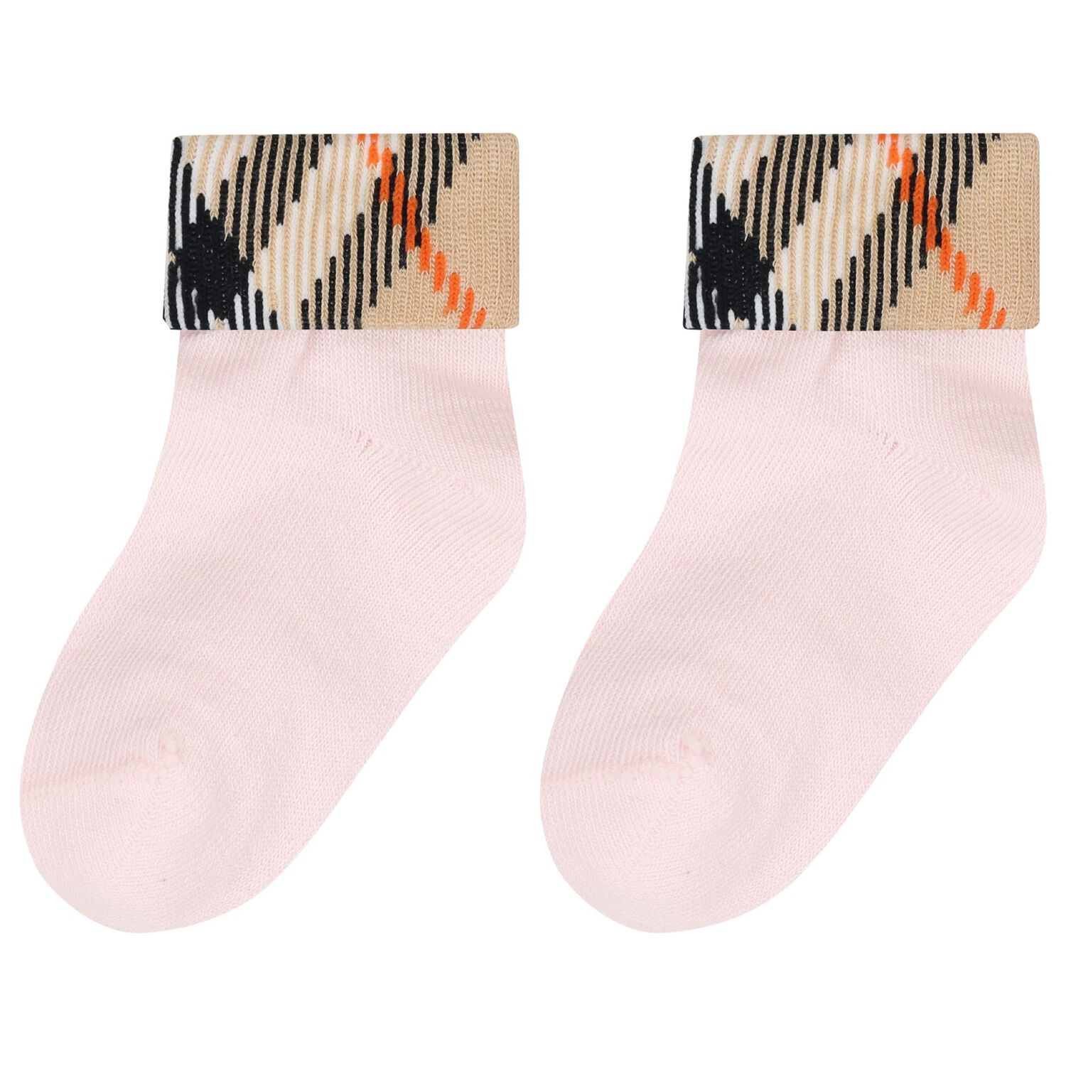 Baby Girls Pink & Beige Check Socks ( 2-Pack ), 1, hi-res