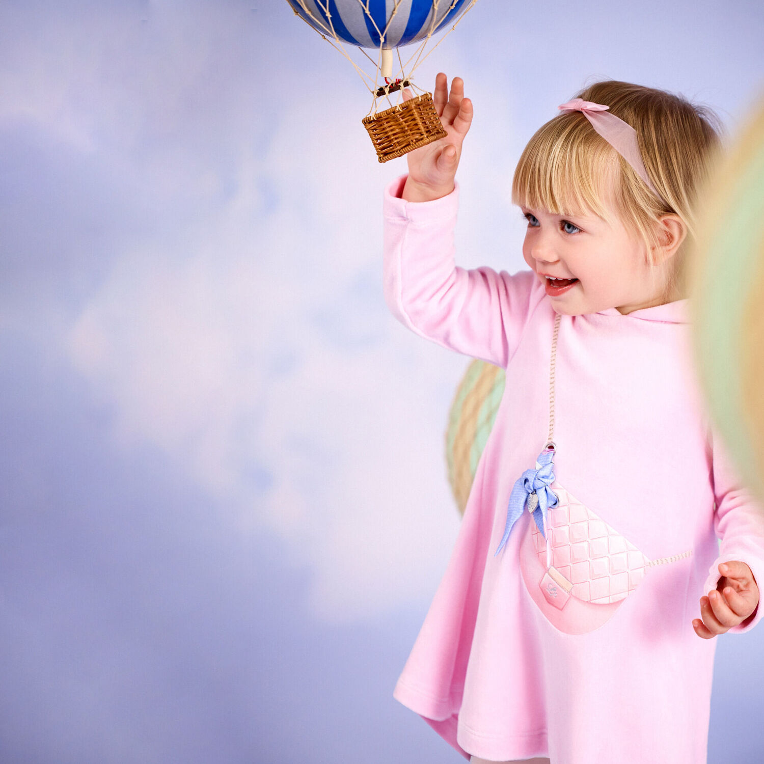 Girls Pink Bag Hooded Dress, 1, hi-res image number null