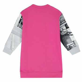 Girls Pink Graphic Print Dress