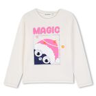 Girls Ivory Glittery Long Sleeve Top, 1, hi-res