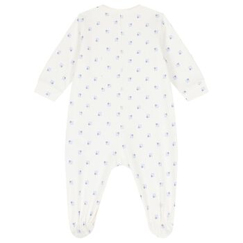 Baby Boys White & Blue Logo Babygrow