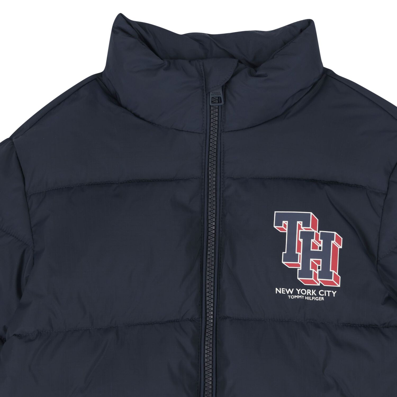Boys Navy Blue Logo Puffer Jacket, 1, hi-res