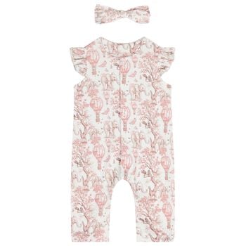 Baby Girls White & Pink Africa Babygrow Gift Set  