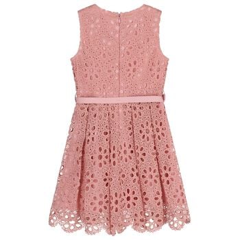 Girls Pink Floral Lace Dress