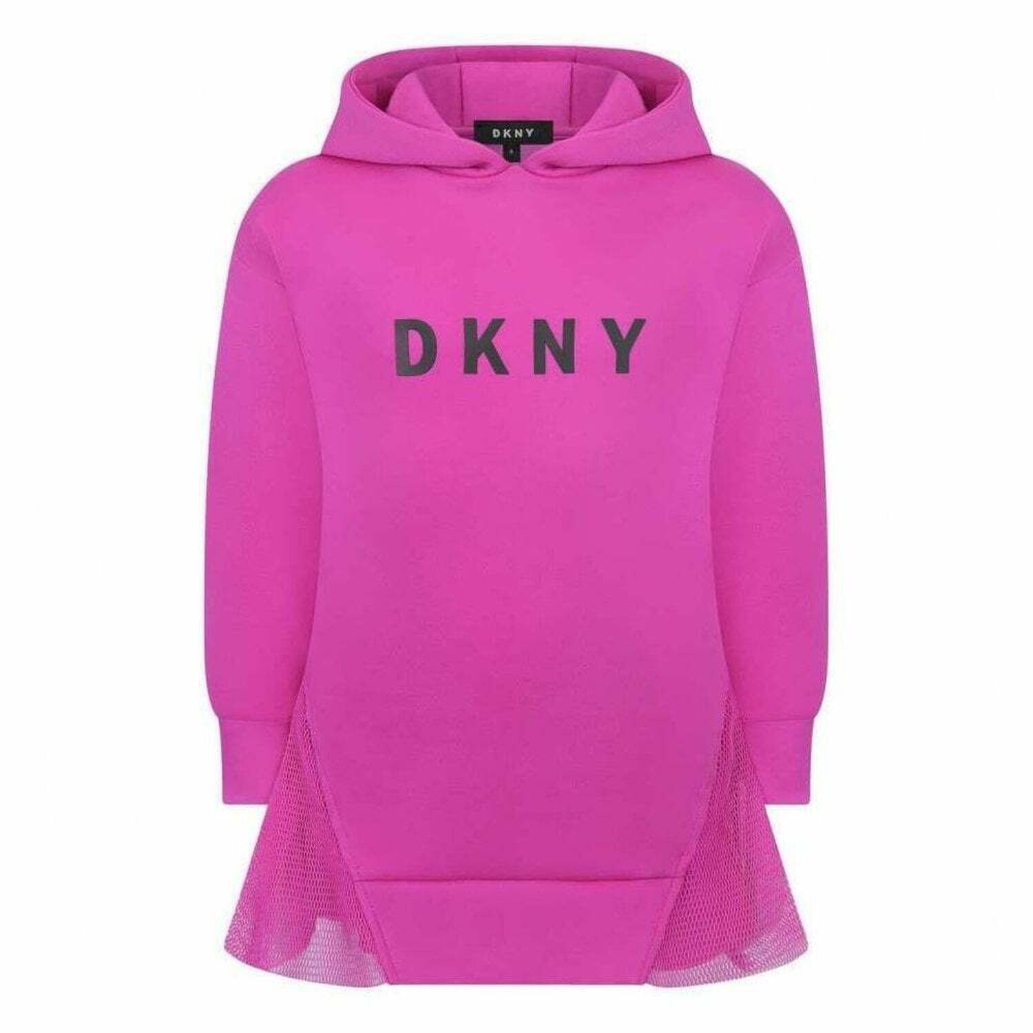 Girls Pink Hooded Logo Dress, 1, hi-res image number null