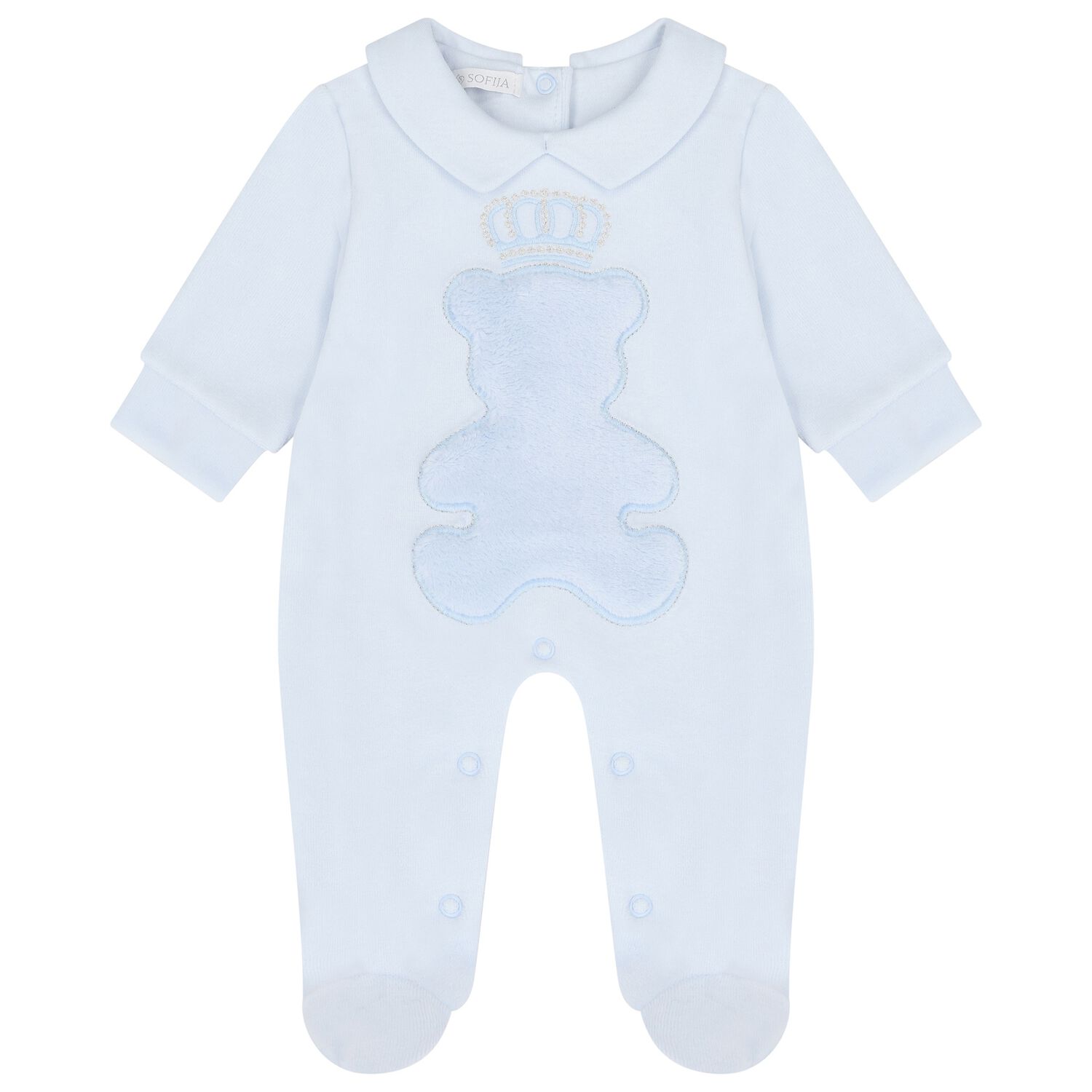 Baby Boys Blue Teddy Bear Babygrow, 2, hi-res image number null