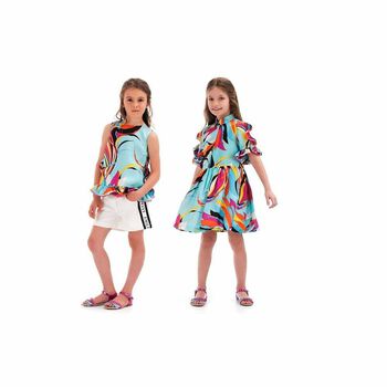 Girls Blue Printed Blouse