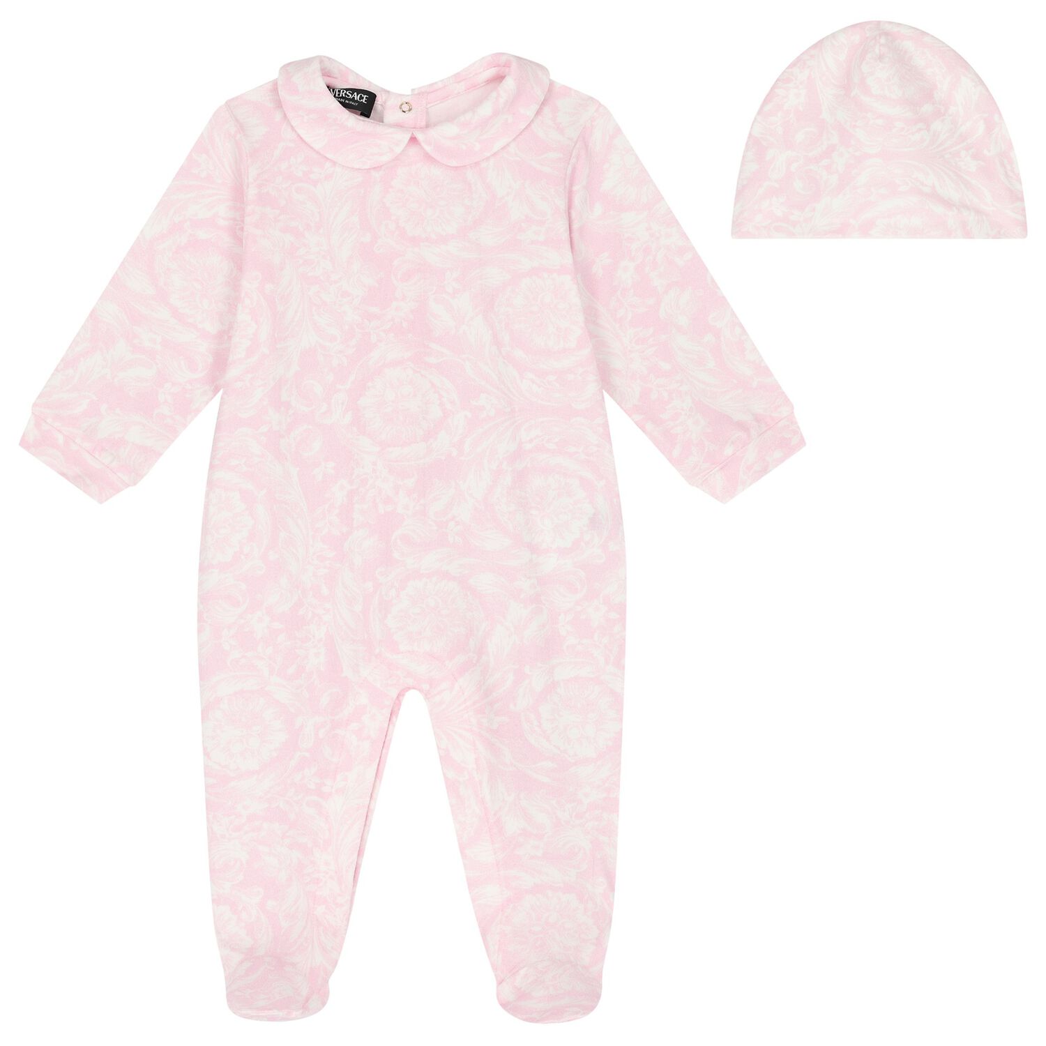 Baby Girls Pink & Ivory Barocco Babygrow Gift Set, 2, hi-res