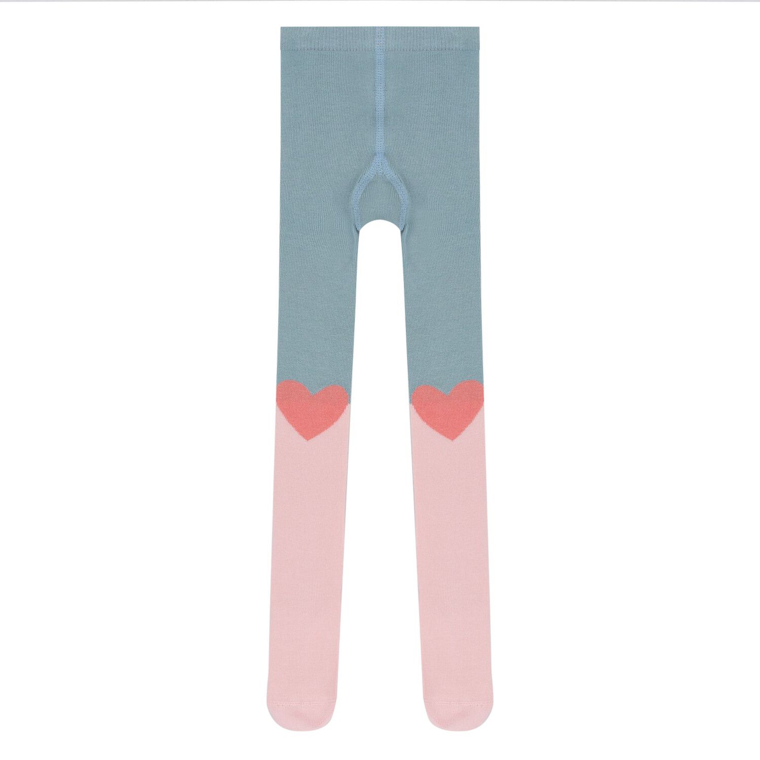 Younger Girls Pink & Blue Heart Tights, 1, hi-res