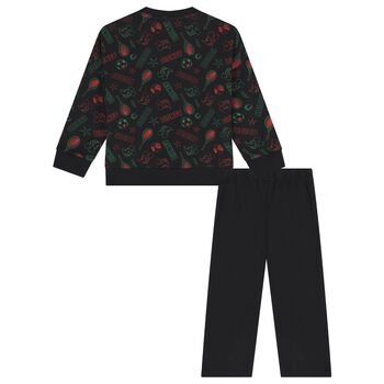 Younger Black Disney Logo Tracksuit