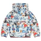 Boys White & Blue Logo Padded Puffer Jacket, 1, hi-res