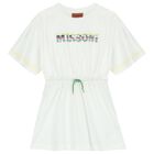 Girls White Logo Dress, 1, hi-res