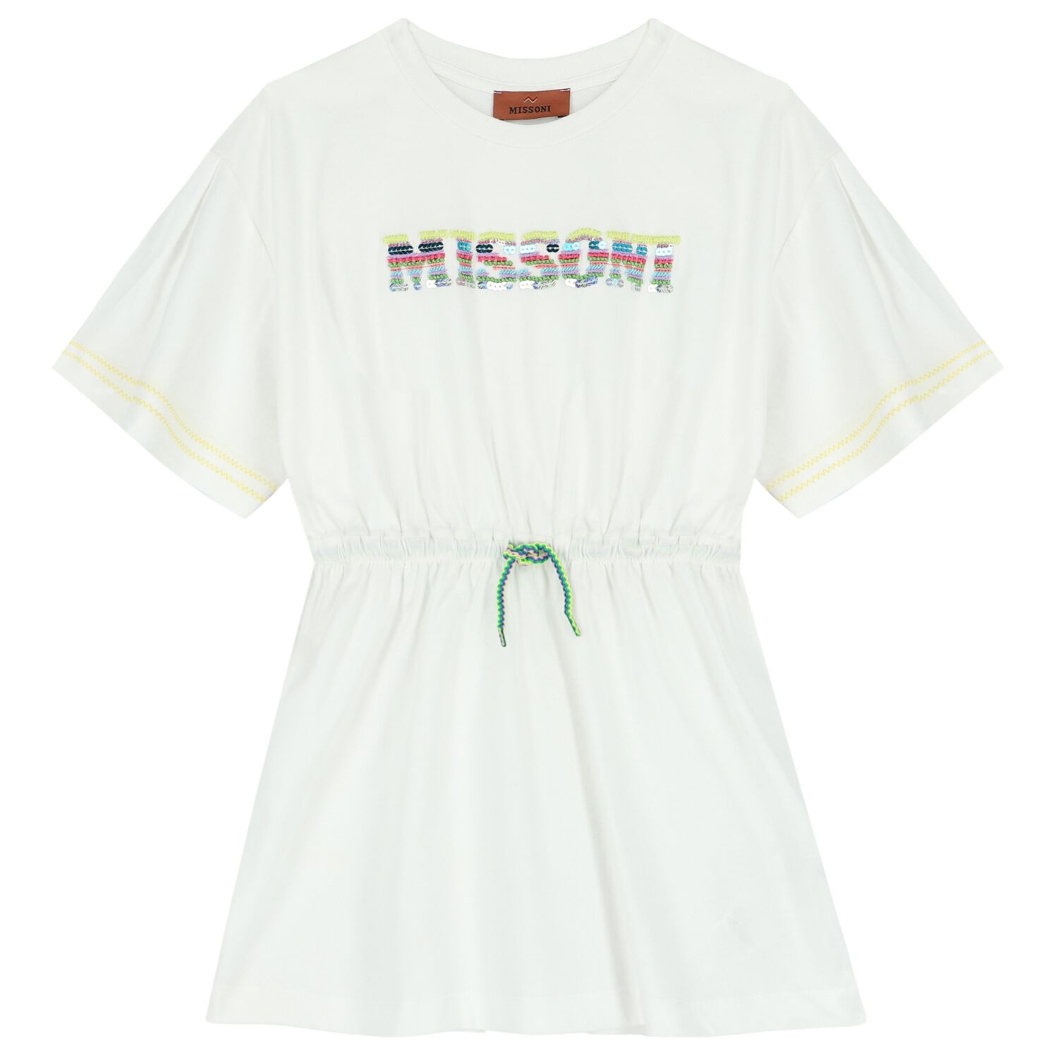 Girls White Logo Dress, 1, hi-res