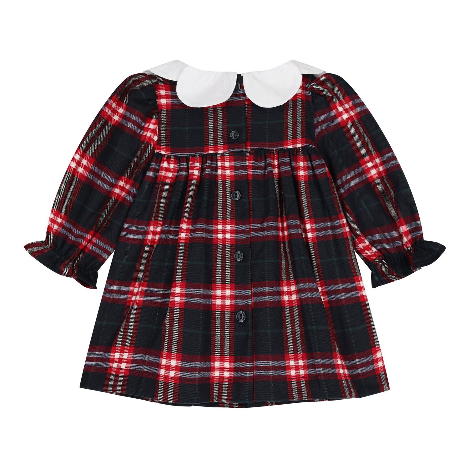 Baby Girls Navy Blue & Red Tartan Dress, 1, hi-res