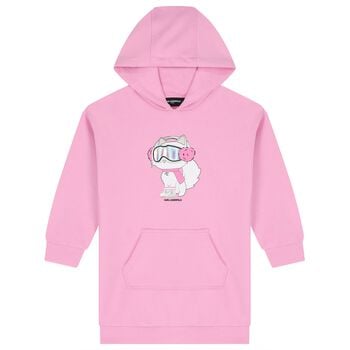 Girls Pink Choupette Hooded Dress