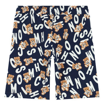 Boys Navy Blue Teddy Bear Logo Shorts