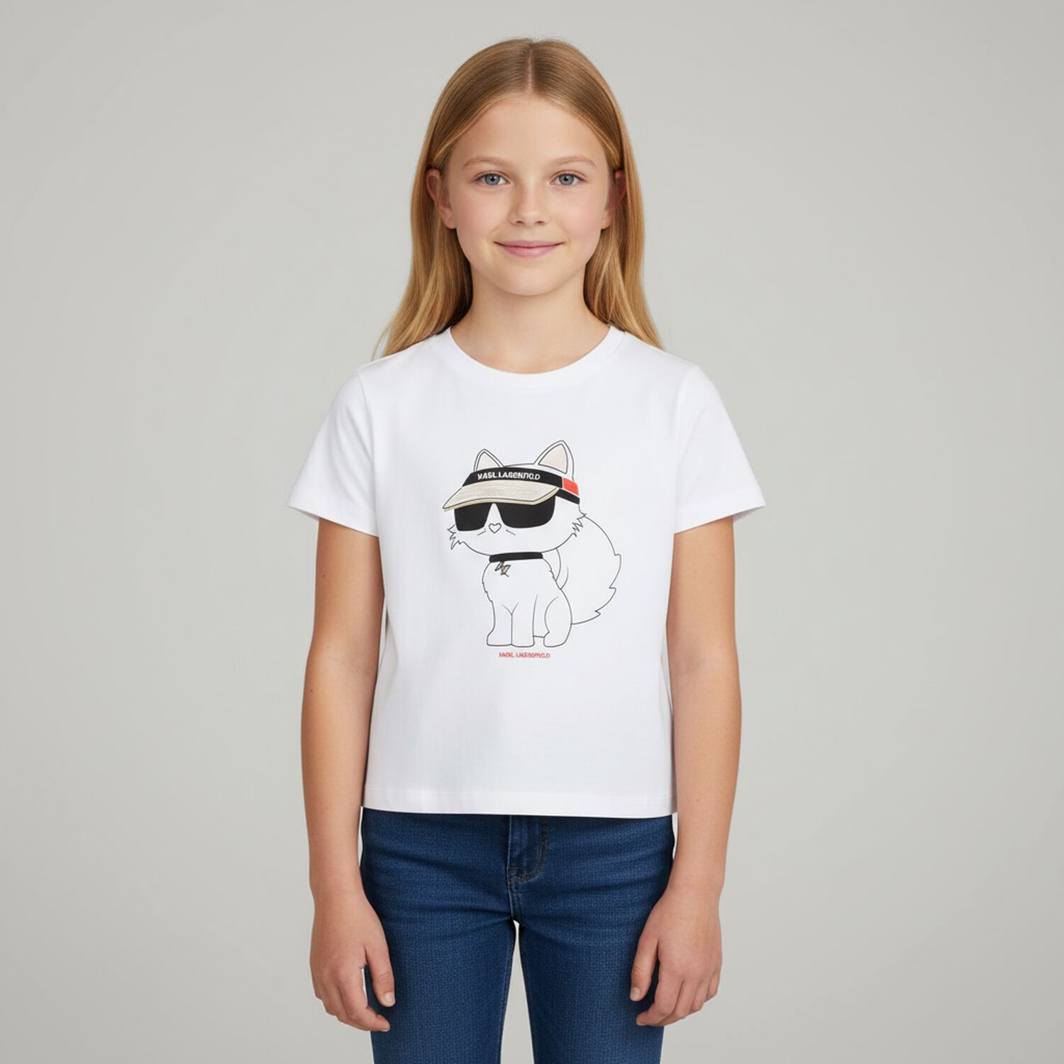 Girls White Choupette Logo T-Shirt, 2, hi-res