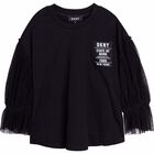 Girls Black Logo Top, 1, hi-res