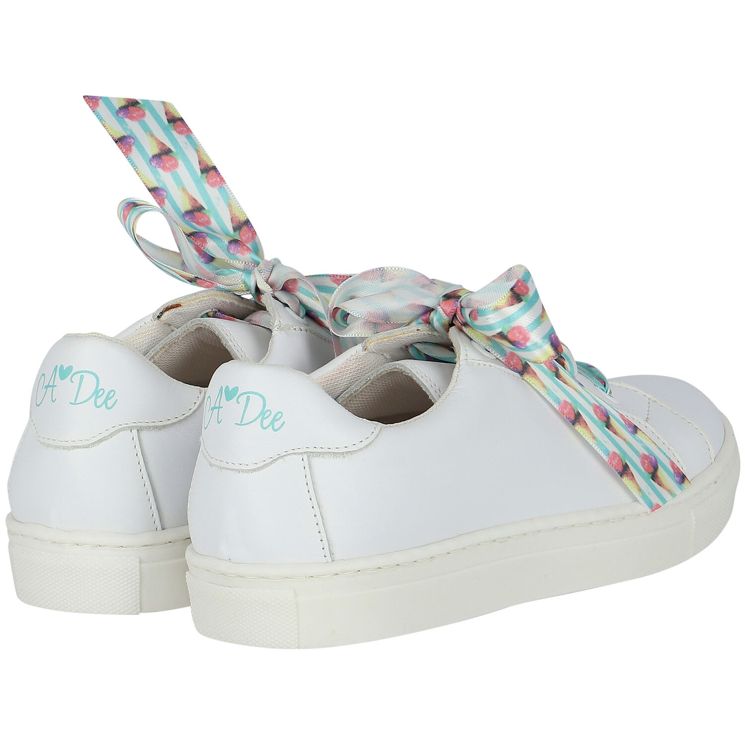 Girls White Leather Trainers, 1, hi-res