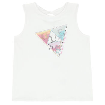 Girls White Logo Sleeveless Top