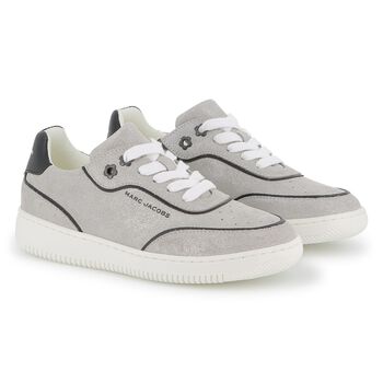 Girls Grey Logo Suede Trainers