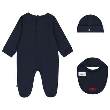 Baby Boys Navy Blue & Gold Babygrow Gift Set 