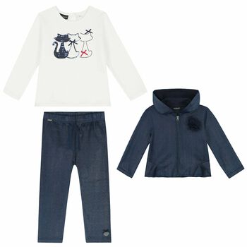 Girls Navy 3 Piece Tracksuit Set