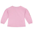 Younger Girls Pink Varsity Logo Long Sleeve Top, 1, hi-res