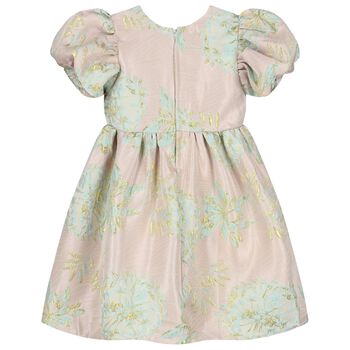 Girls Pink Jacquard Dress