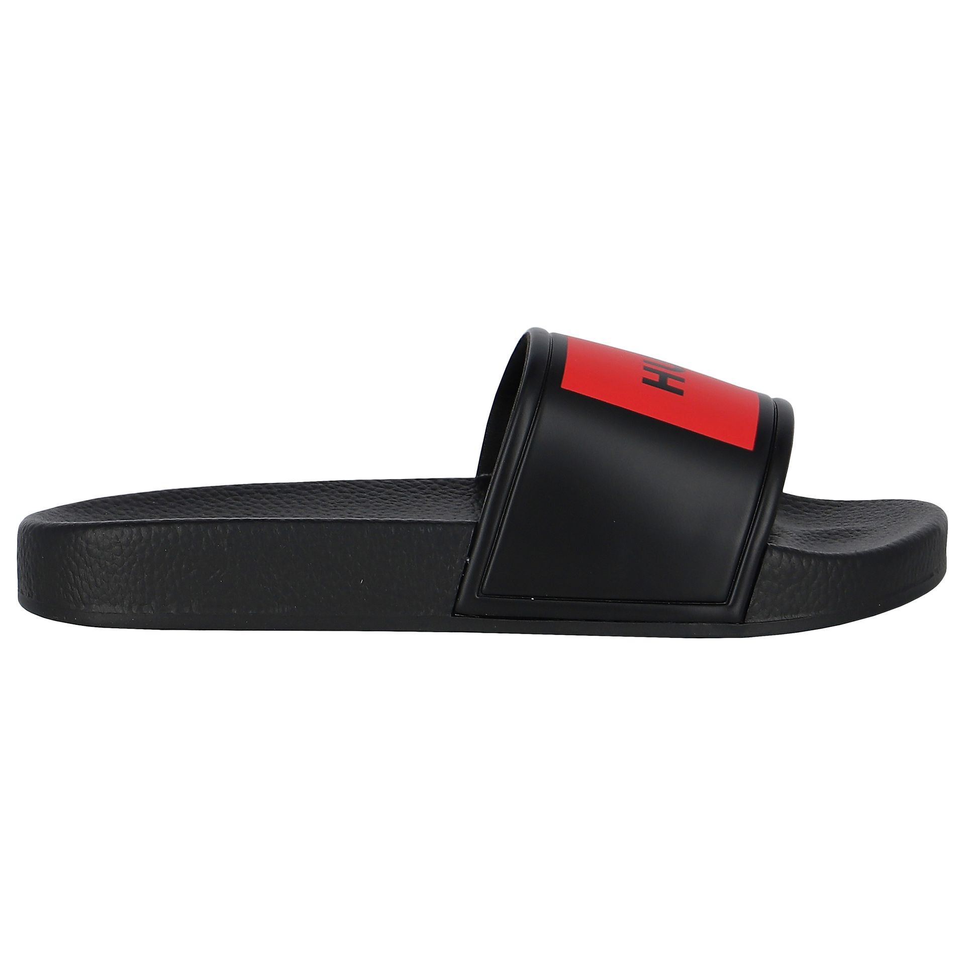 HUGO Boys Black Red Logo Sliders Junior Couture