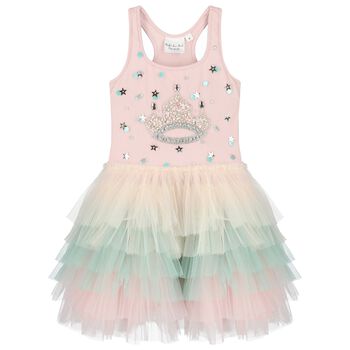 Girls Pink Embellished Tulle Dress